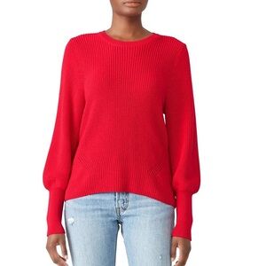 525 America Red Bishop Sleeve Cotton Sweater Size Medium